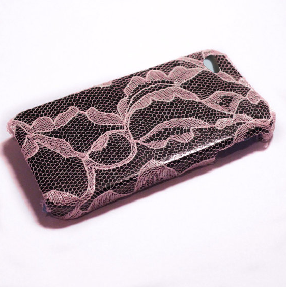 Light Pink Lace Over Black IPhone 4 Case on Luulla